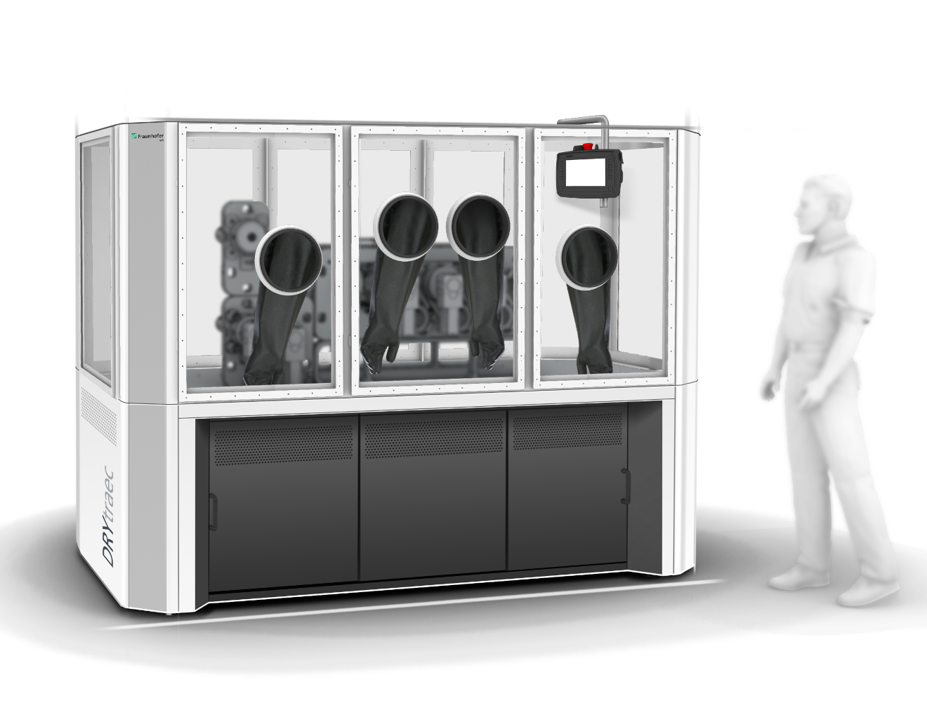 Fraunhofer IWS supports the development and customer installation of system technology. In this example, a prototype system for dry coating with air and moisture sensitive materials is developed.